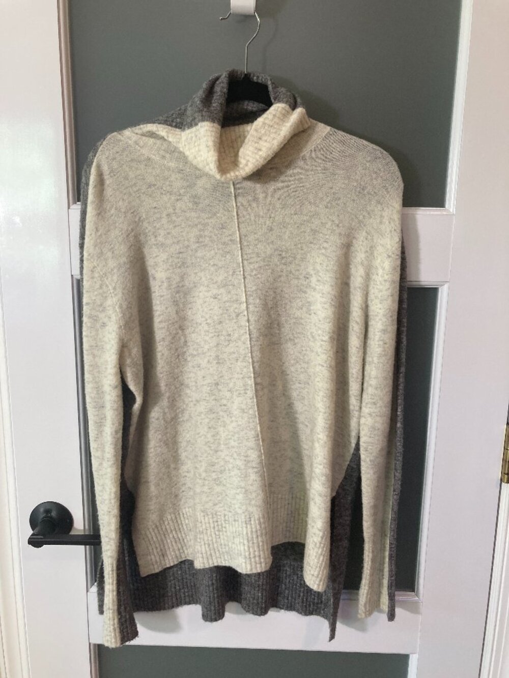 Athleta Transit Colorblock Turtleneck Merino Wool Blend Sweater S
